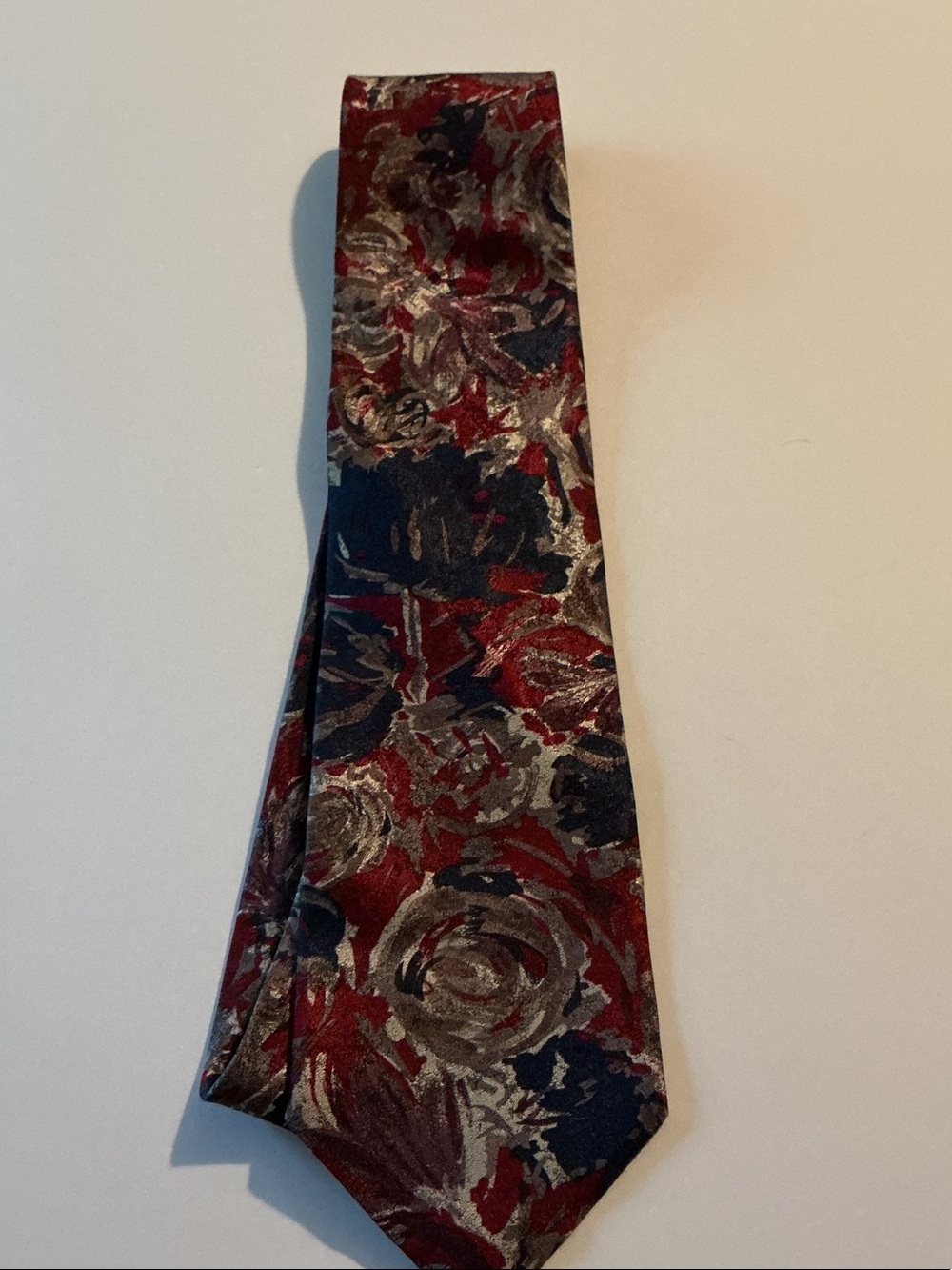 Towncraft Red, Navy & Silver Floral Motif Tie